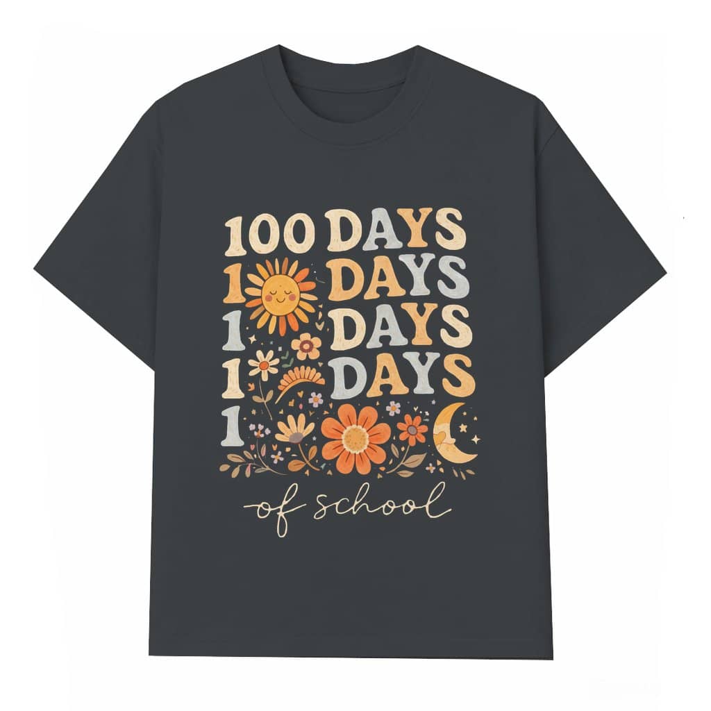 Vintage Floral T-shirt 100 Days Of School – Teacher Appreciation Gift for Teacher