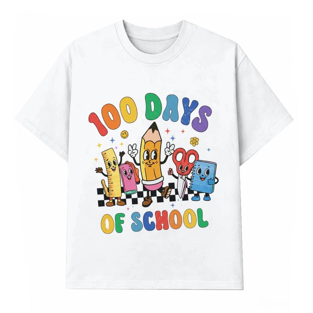 Pencil Ruler Scissors Cute T-shirt – 100 Days of School Gift for Teacher
