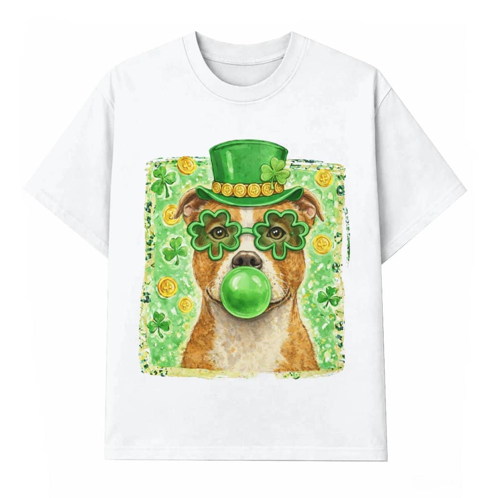 Shamrock Glasses Pitbull T-shirt – St Patrick's Day Gift for Pitbull Lovers Lucky Irish