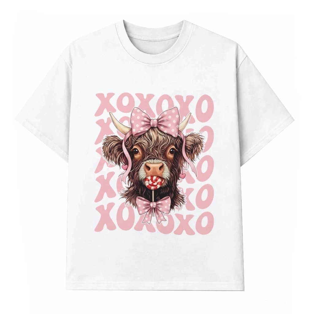 XOXO High-land Cow T-shirt – Valentine's Day Gift for Cow Lovers Funny Cute