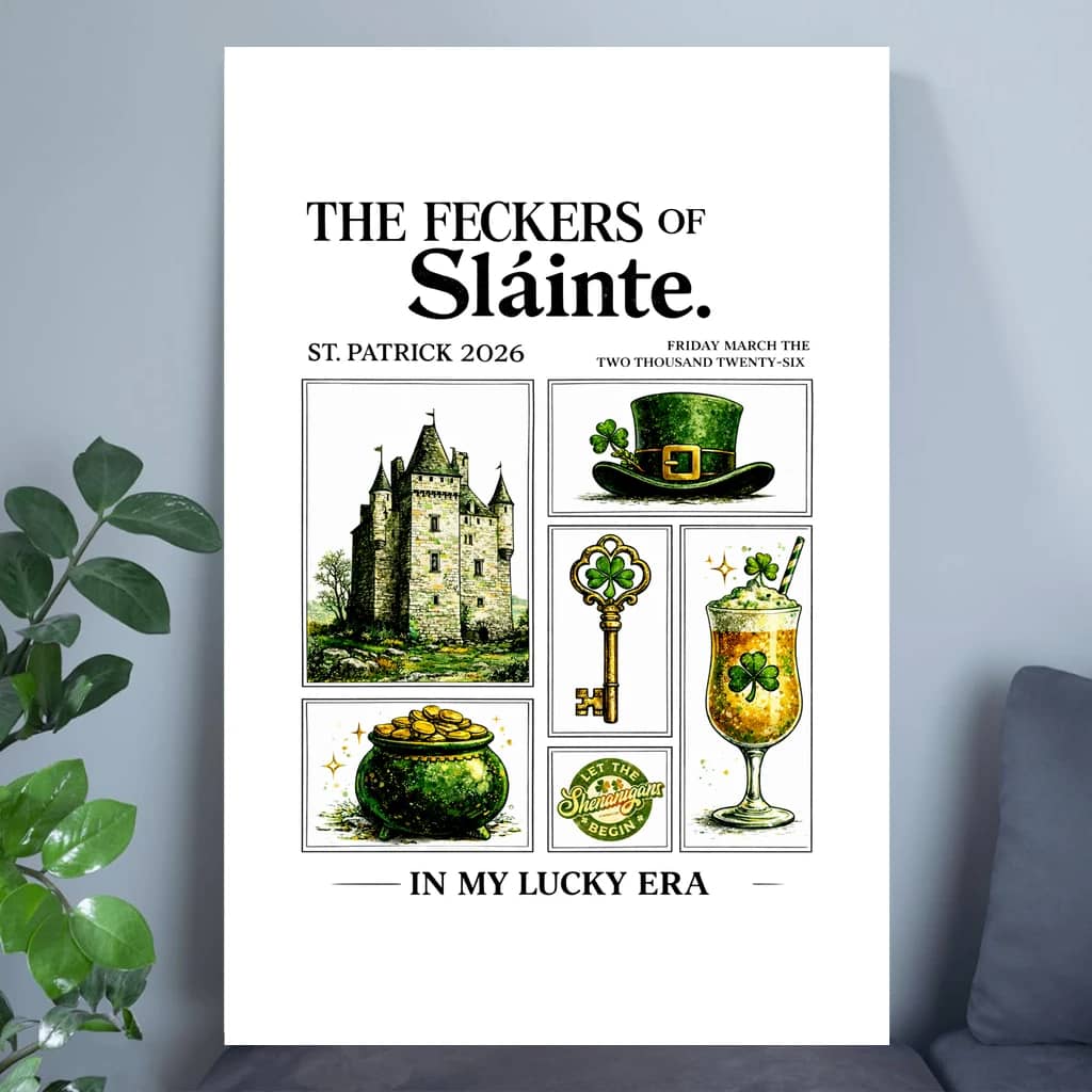 Slainte Feckers Poster – St. Patrick's Day Wall Art Funny Irish Decor