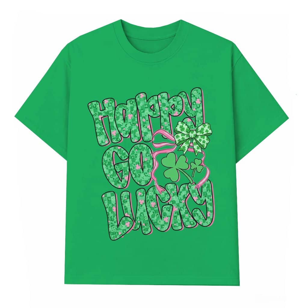 Happy Go Lucky Shamrock T-shirt – St. Patrick's Day Gift Cute Lucky Unisex