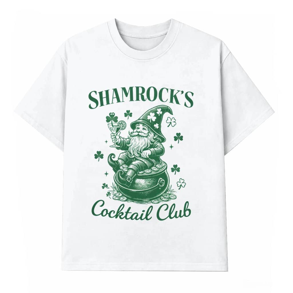 Shamrock’s Cocktail Club T-shirt – St. Patrick's Day Gift for Men Women Vintage Leprechaun Funny Irish