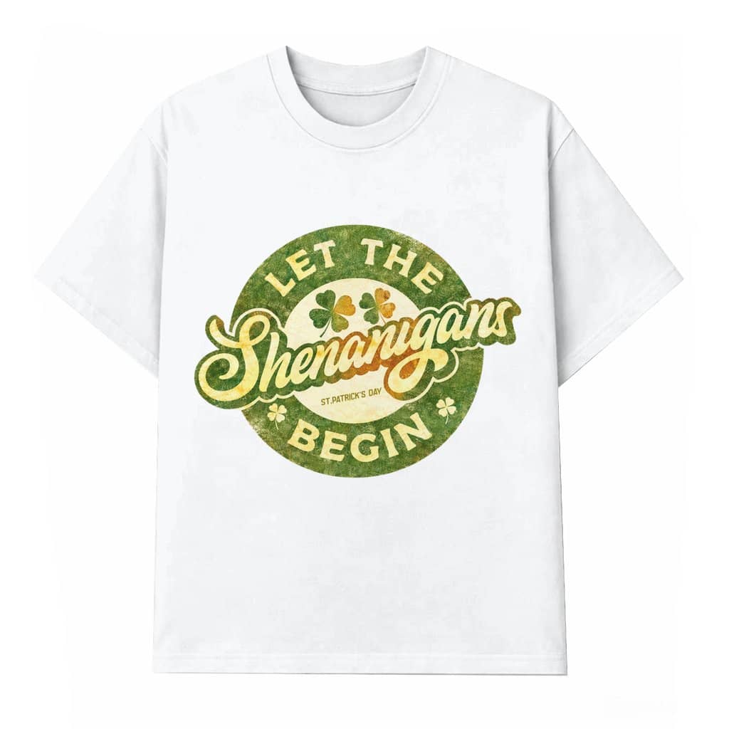 Let The Shenanigans Begin T-shirt – St. Patrick's Day Gift for Men Women Vintage Irish Shamrock