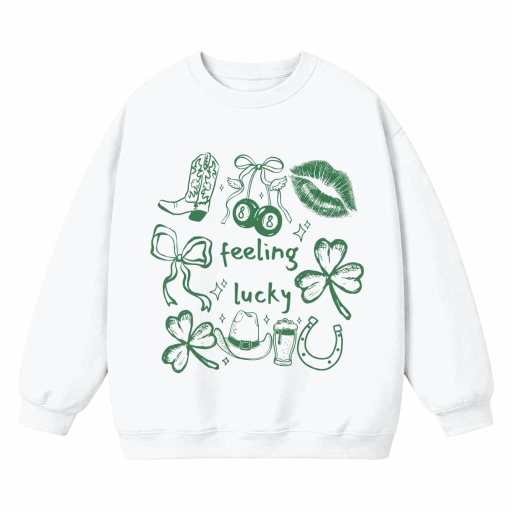 Feeling Lucky Sweatshirt – St. Patrick's Day Gift for Girlfriends, Mom Irish Cowgirl