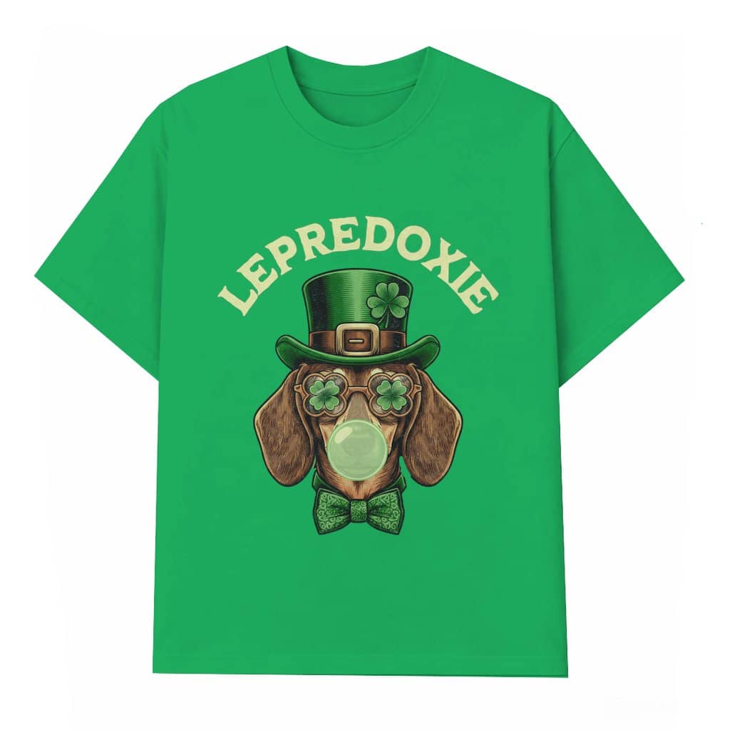 Lepredoxie Dachshund T-shirt – St Patrick's Day Gift for Him Her Irish Clover