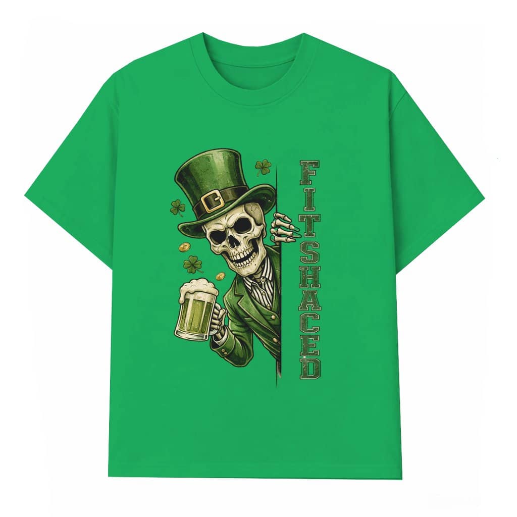 Fit Shaced Skeleton T-shirt – St. Patrick's Day Irish Green Beer Funny Gift for Him Her