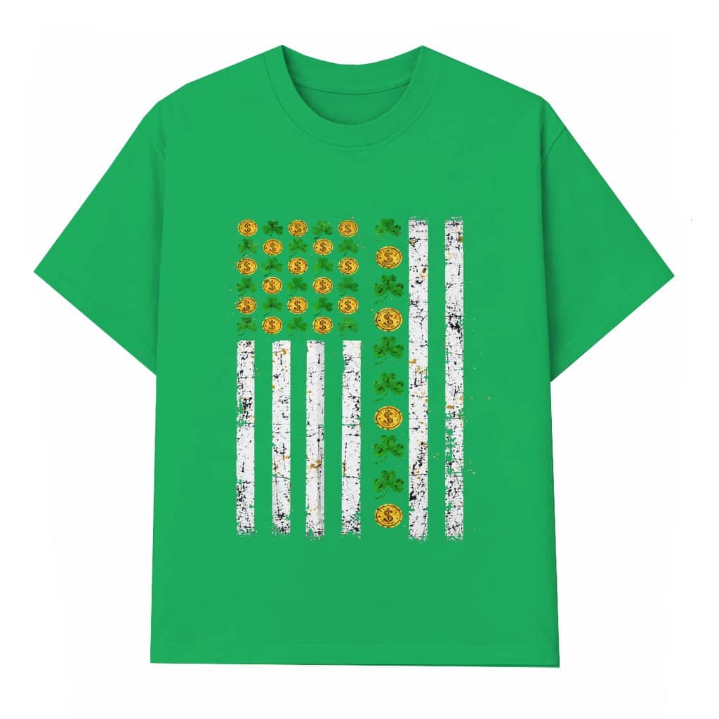 Irish American Shamrock Flag T-shirt – Lucky Clover St Patrick's Day Gift for Men Women