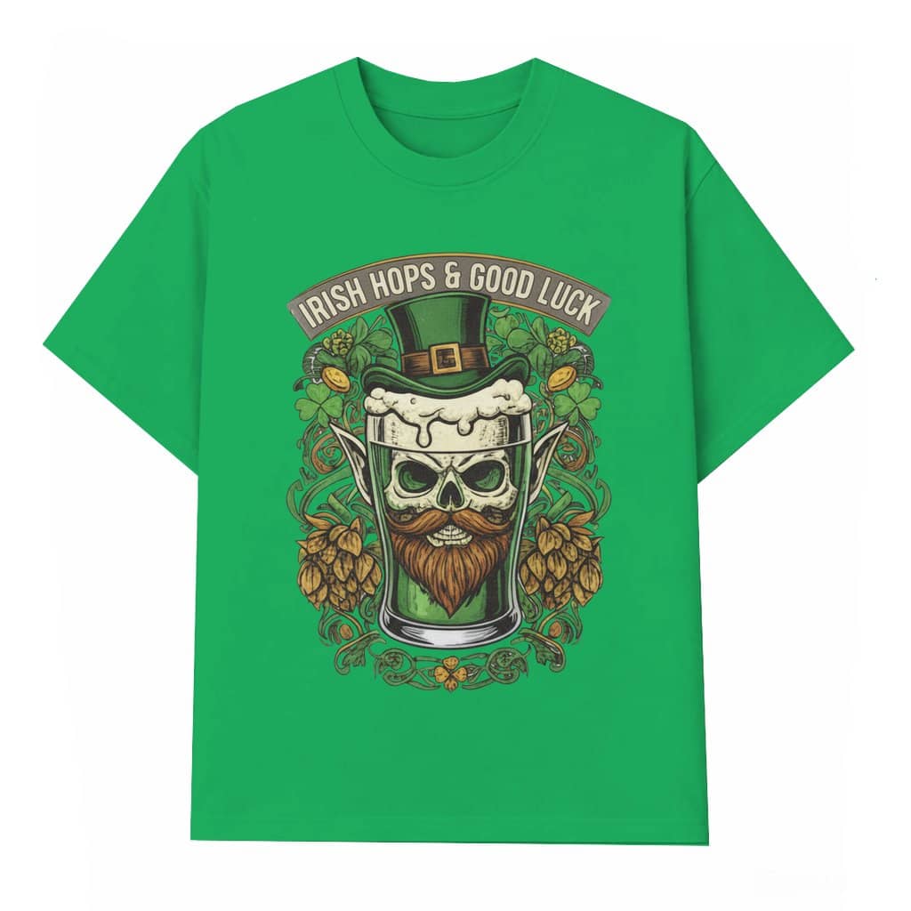 Irish Hops Skull Beer T-shirt – St. Patrick's Day Gift for Men Vintage Leprechaun