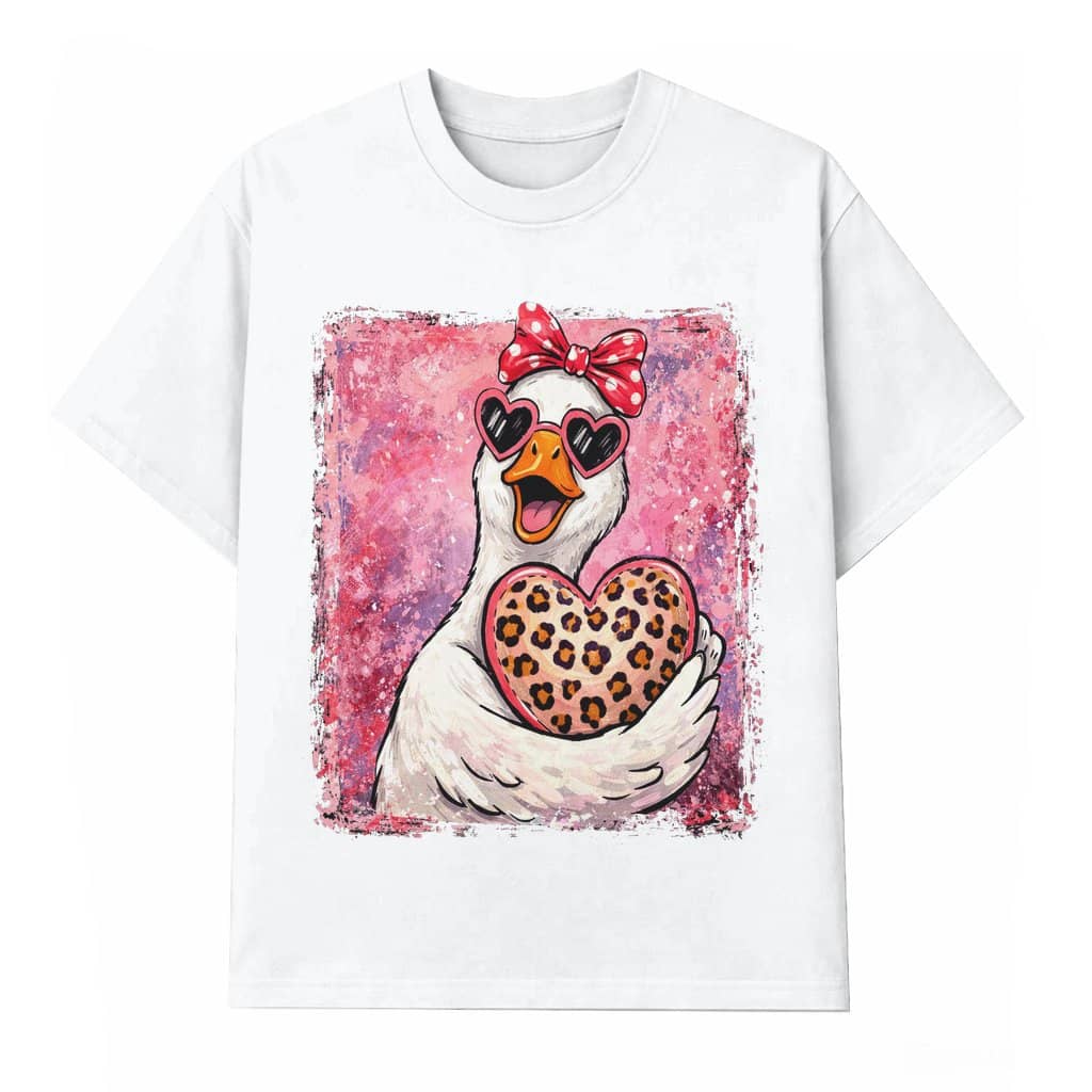 Leopard Goose T-shirt – Valentine's Day Gift for Goose Lover Cute Pink