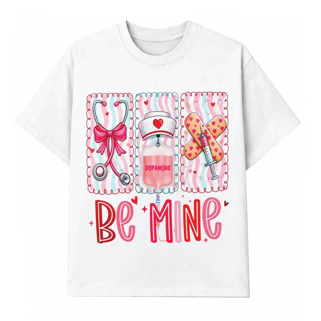 Be Mine Nurse Medical Tools Tee – Valentine's Day Gift for Nurse Coquette Bow