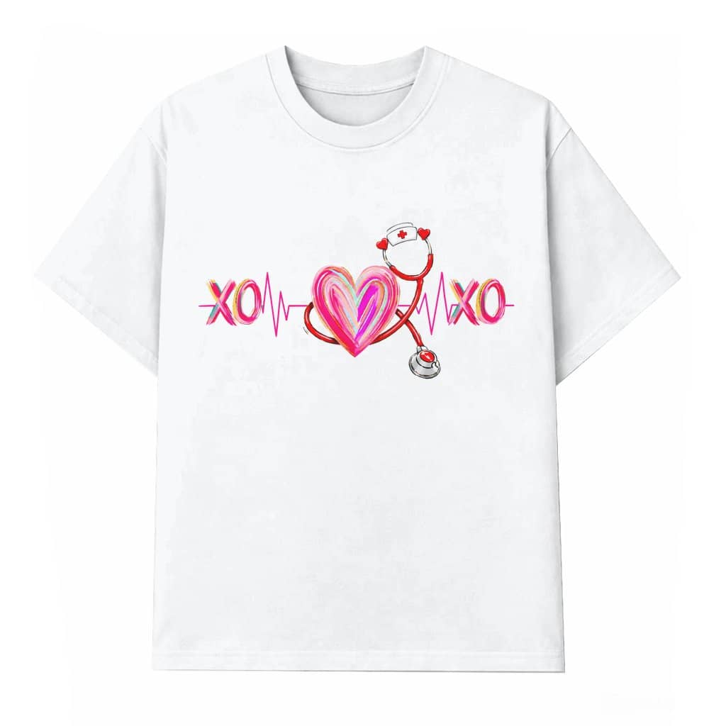 Nurse Love XOXO Heart Pulse T-shirt – Valentine's Day Gift for Nurse