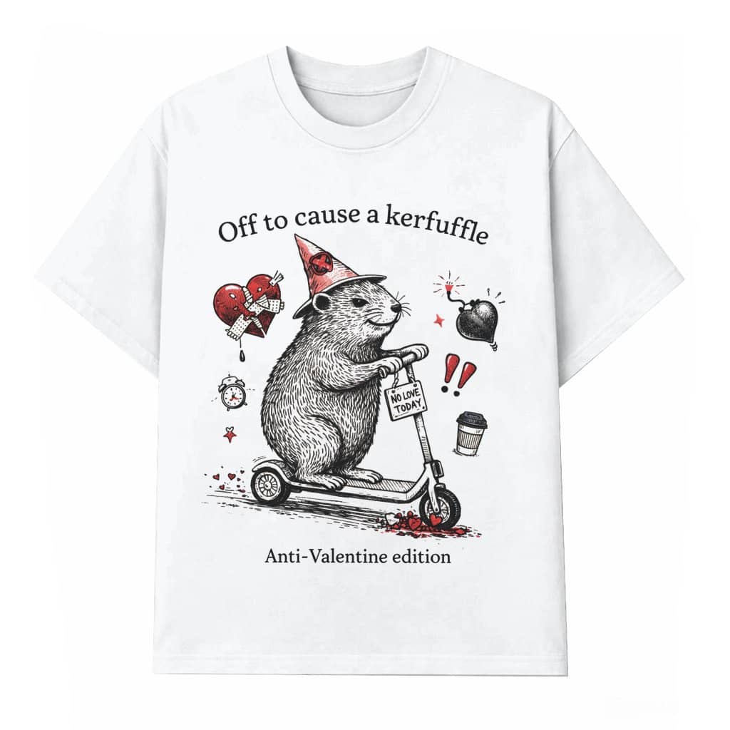 Off To Cause A Kerfuffle T-shirt – Anti Valentine's Day Funny Groundhog Gift