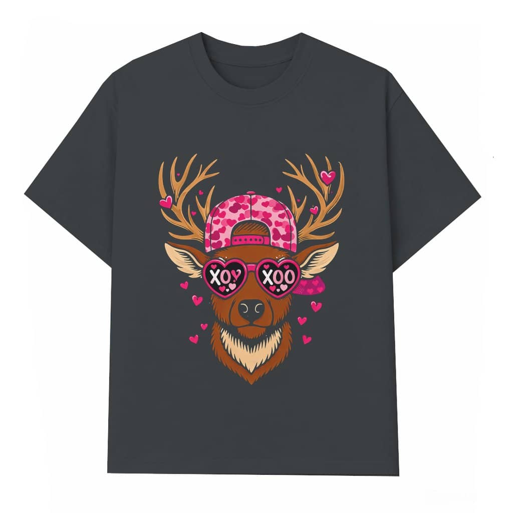 Deer Heart Glasses T-shirt – Valentine's Day Gift Cute Animal