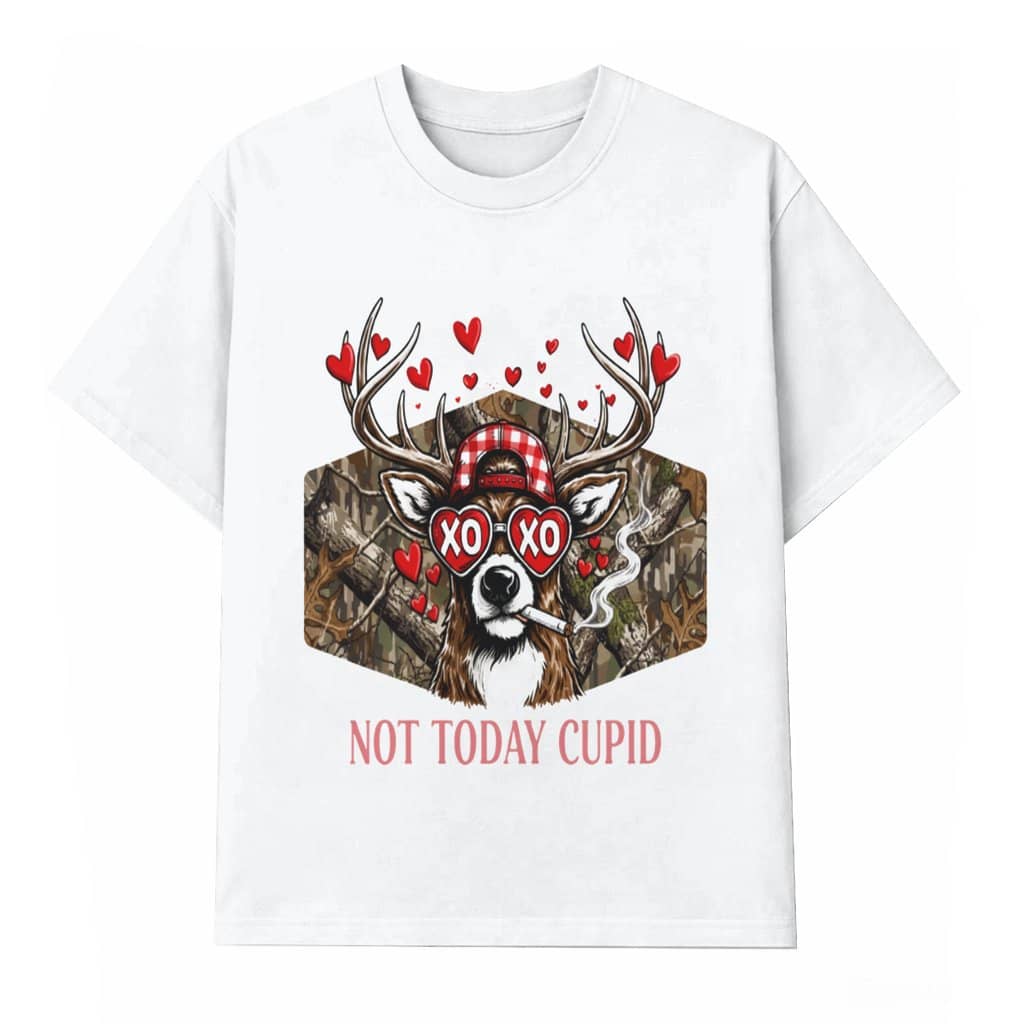 Not Today Cupid Camo Hunting T-shirt – Anti Valentine's Day Gift for Men Retro