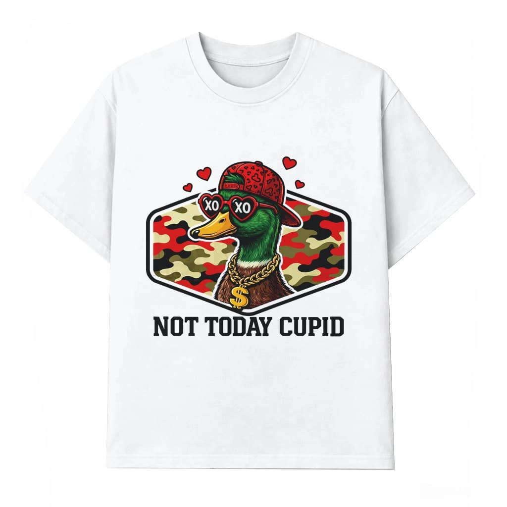Not Today Cupid T-shirt – Funny Anti Valentine's Day Gift Duck Camo