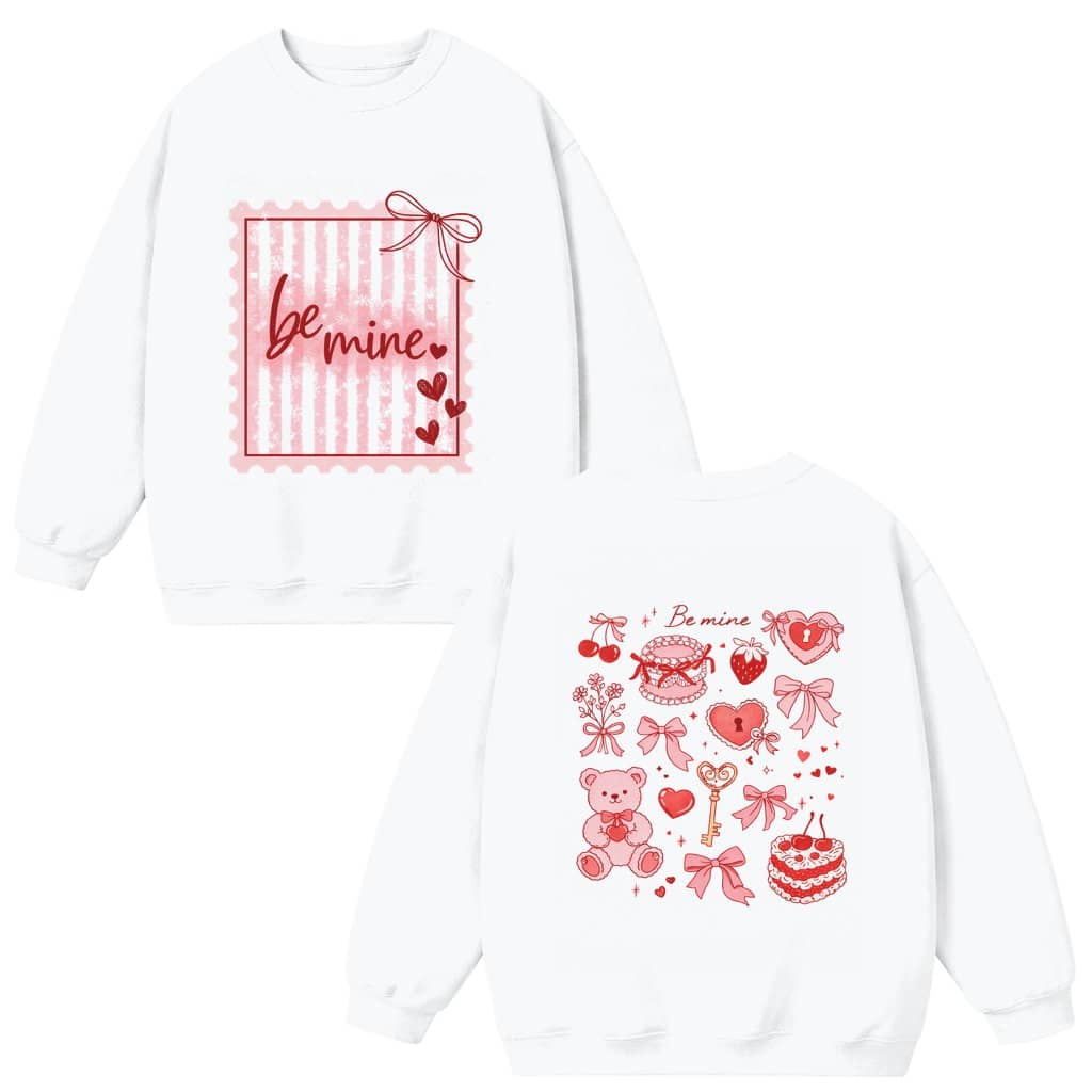 Be Mine Coquette Bow Sweatshirt – Valentine's Day Gift for Her Pink