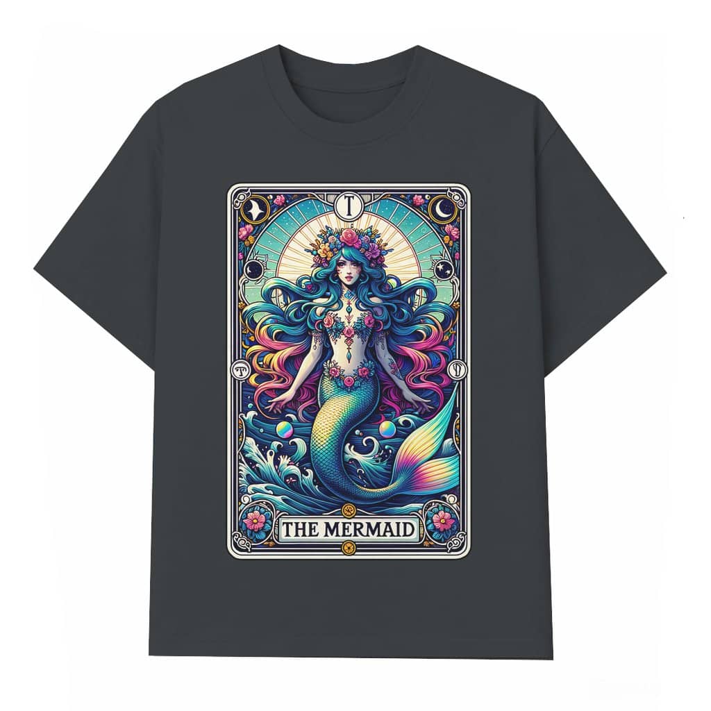 Mermaid Tarot Card T-shirt – Witchy Gift for Her Ocean Beach Style