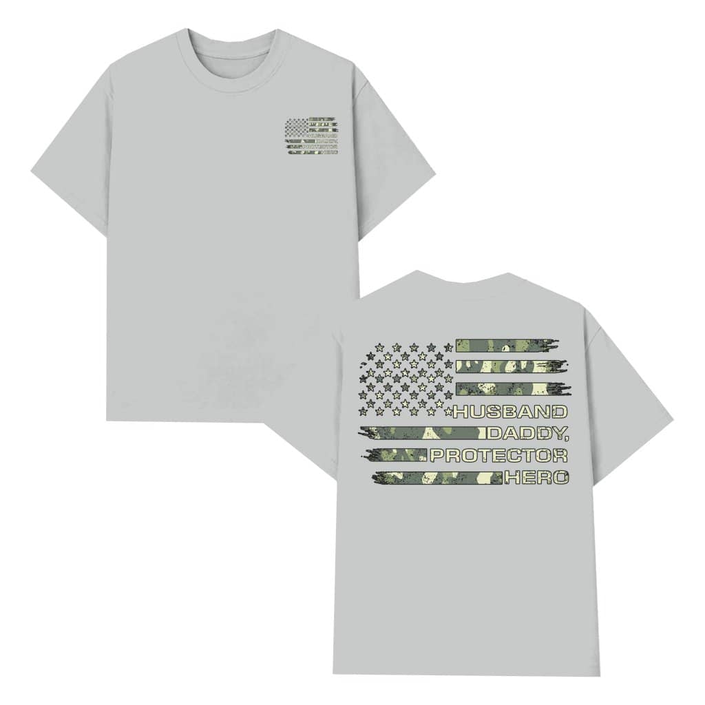 Patriotic Dad T-shirt – Father's Day Gift for Dad American Flag Camo 2-Sided Print