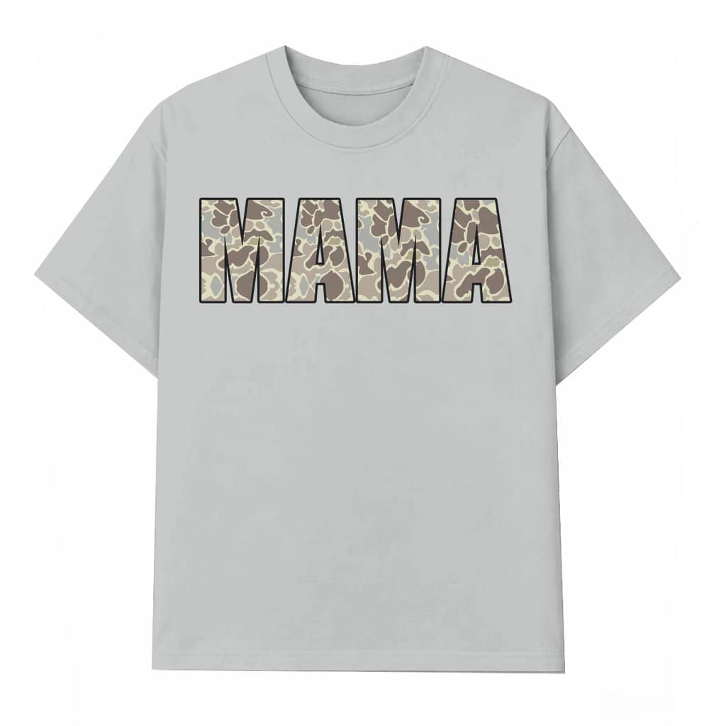 Cute Camo Mama T-shirt – Coquette Bow Gift for Mama Unisex Casual