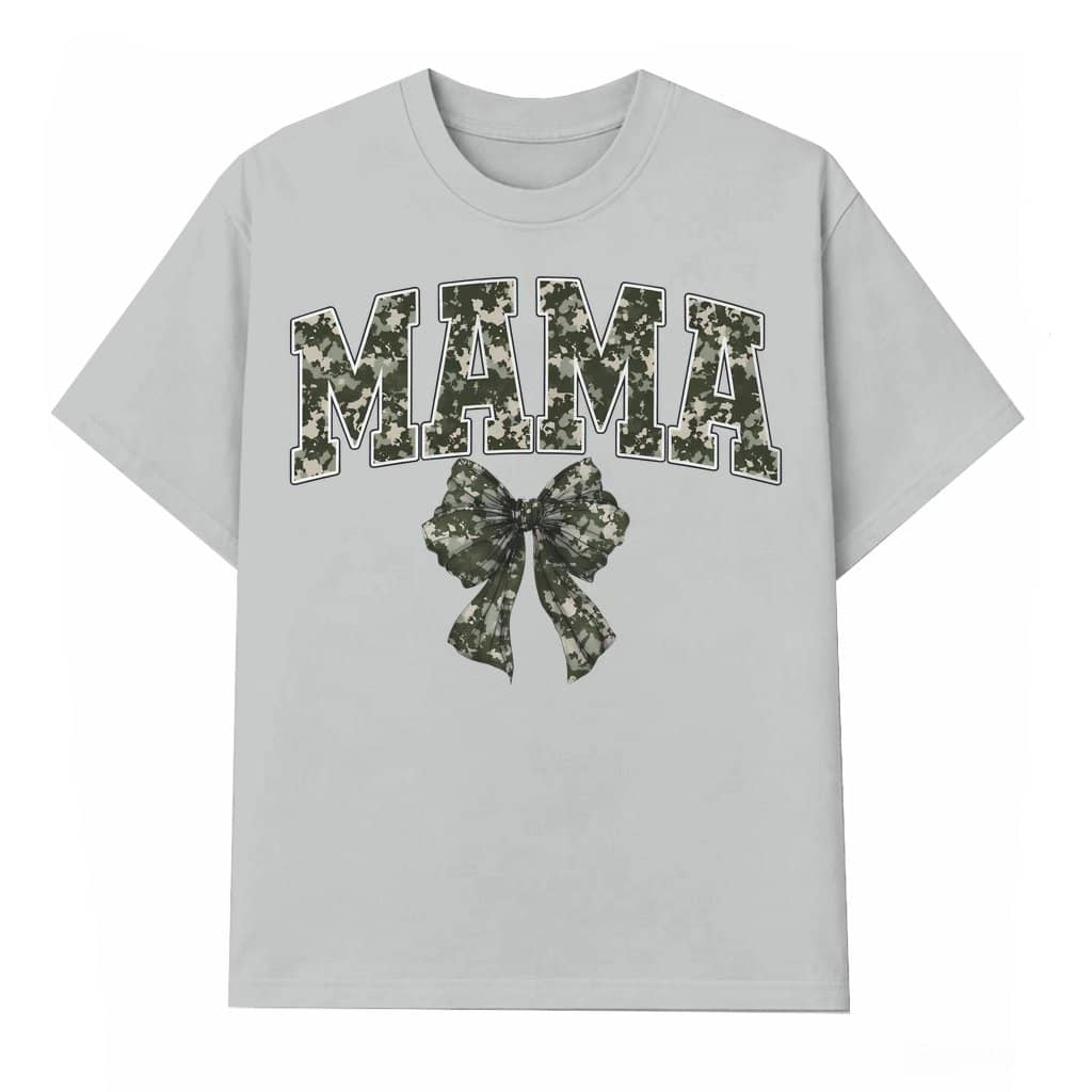 Camo Coquette Bow T-shirt – Birthday Gift for Women & Girls Old School Hunting