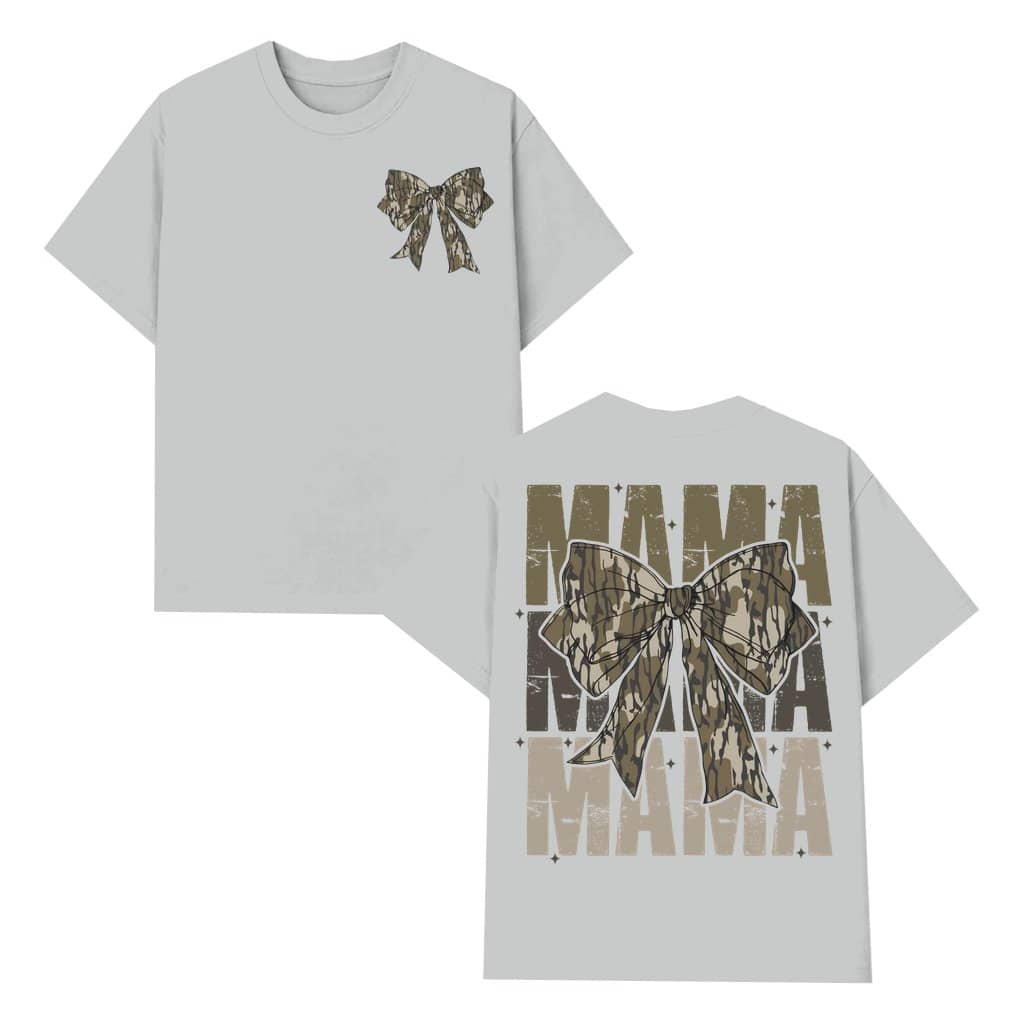 Mama Camo Coquette Bow T-shirt – Mother's Day Gift for Mom Vintage