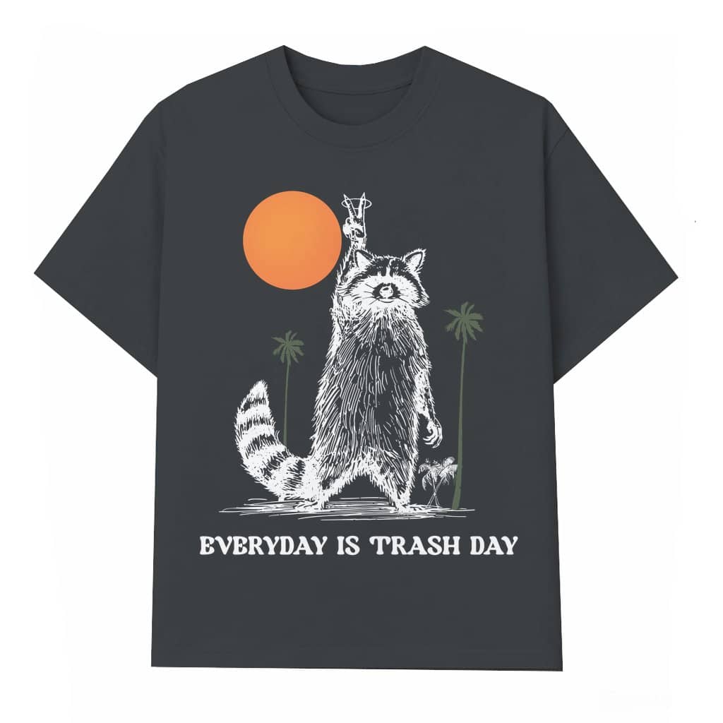 Funny Trash Day Raccoon T-shirt – Gift Retro Vintage Sunset Meme