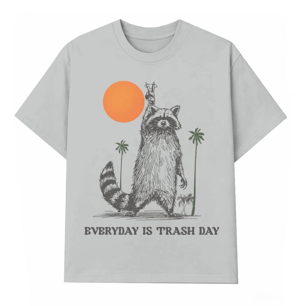 Funny Raccoon T-shirt – Everyday Is Trash Day Meme Gift for Him Her Retro Distressed Style