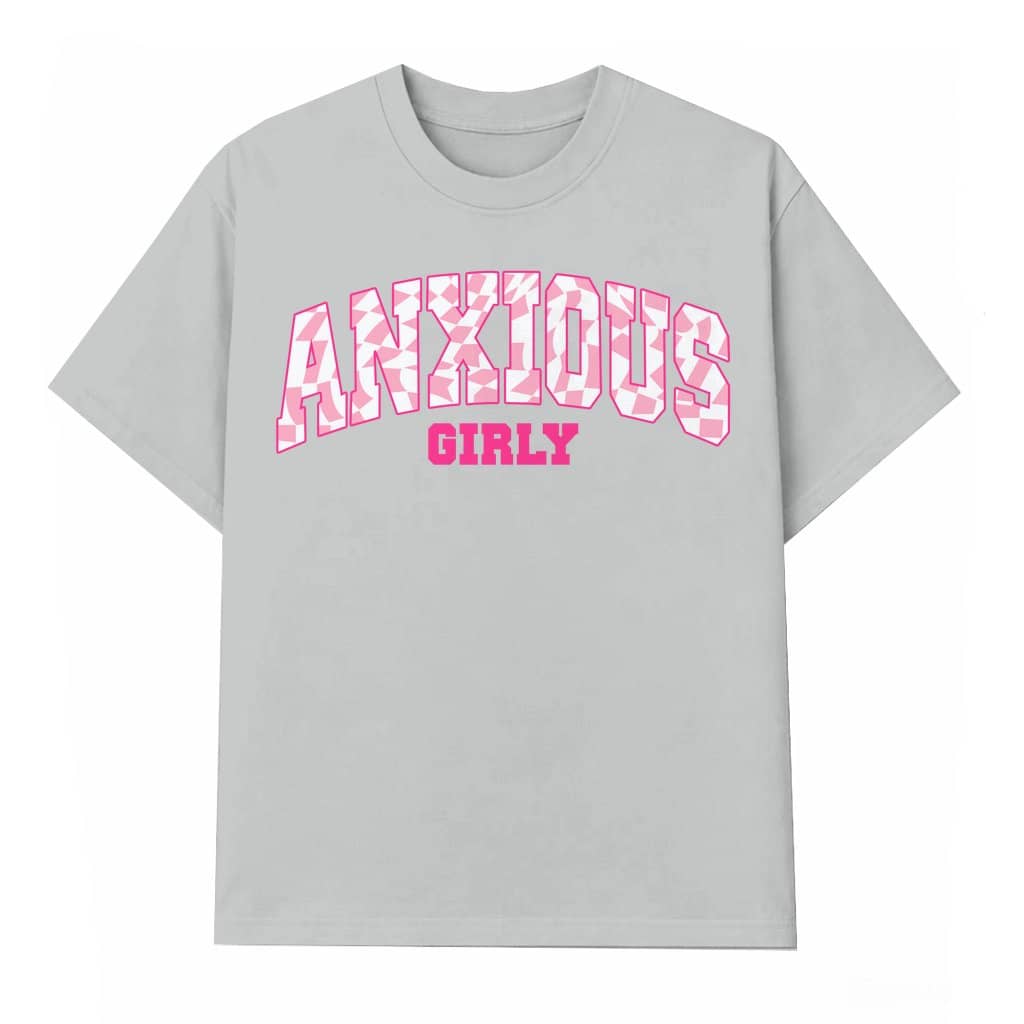Vintage Anxious Girly T-shirt – Gift for Women Pink Checkered