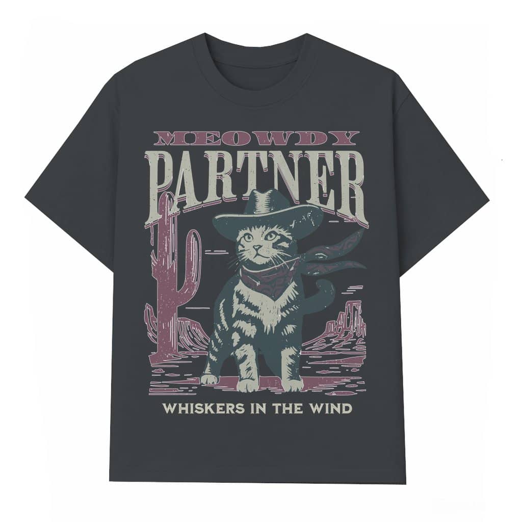 Meowdy Partner Cowboy Cat T-shirt – Gift for Animal Lover Vintage Western Funny