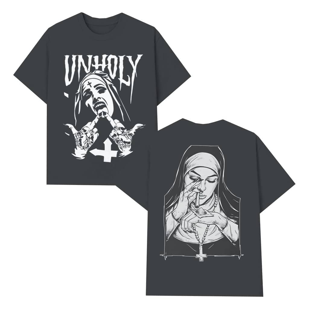Holy Nun Gothic T-shirt – Gift for Women Vintage Retro 2 Sided Print