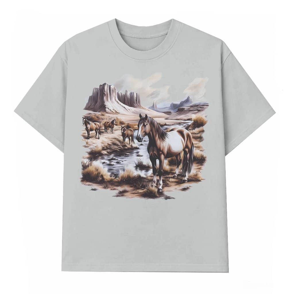 Wild Horses T-shirt – Gift for Horse Lover Vintage Retro Desert Canyon Fall Scene