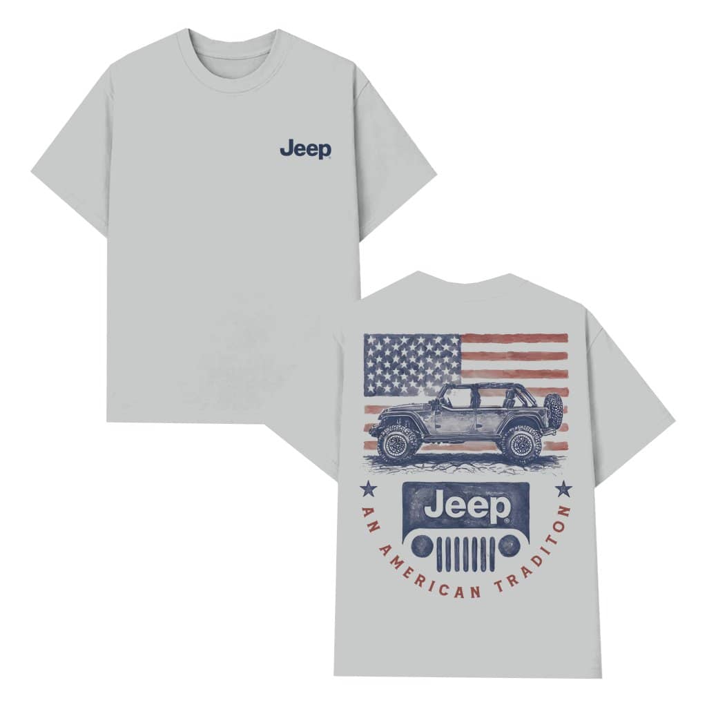 Vintage American Flag Jeep Car T-shirt – Patriotic Gift for Men 2 Sided Print
