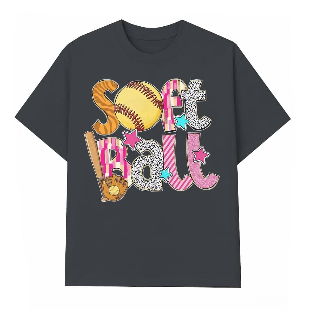 Softball Coquette Bow T-shirt – Game Day Gift for Mom Retro Trendy