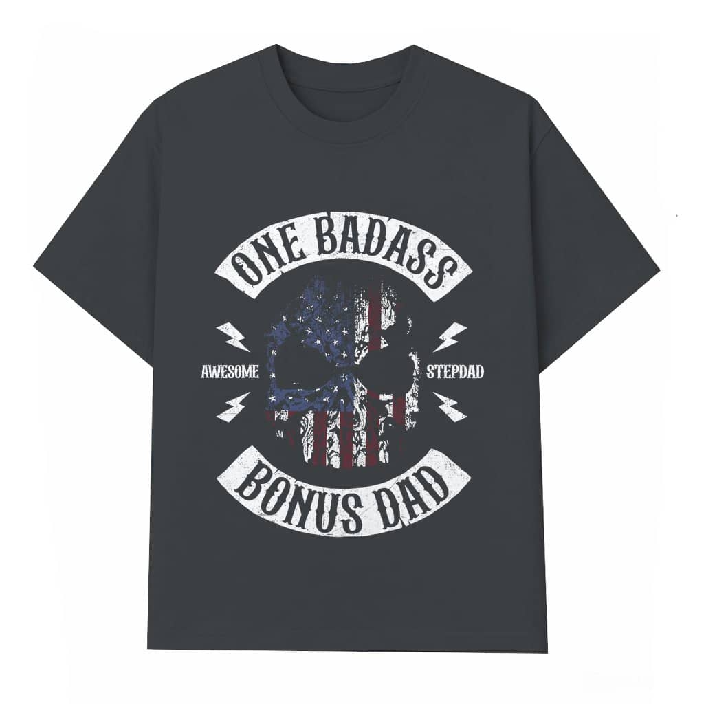 Vintage Skull T-shirt – Fathers Day Gift for Bonus Dad Badass from Daughter