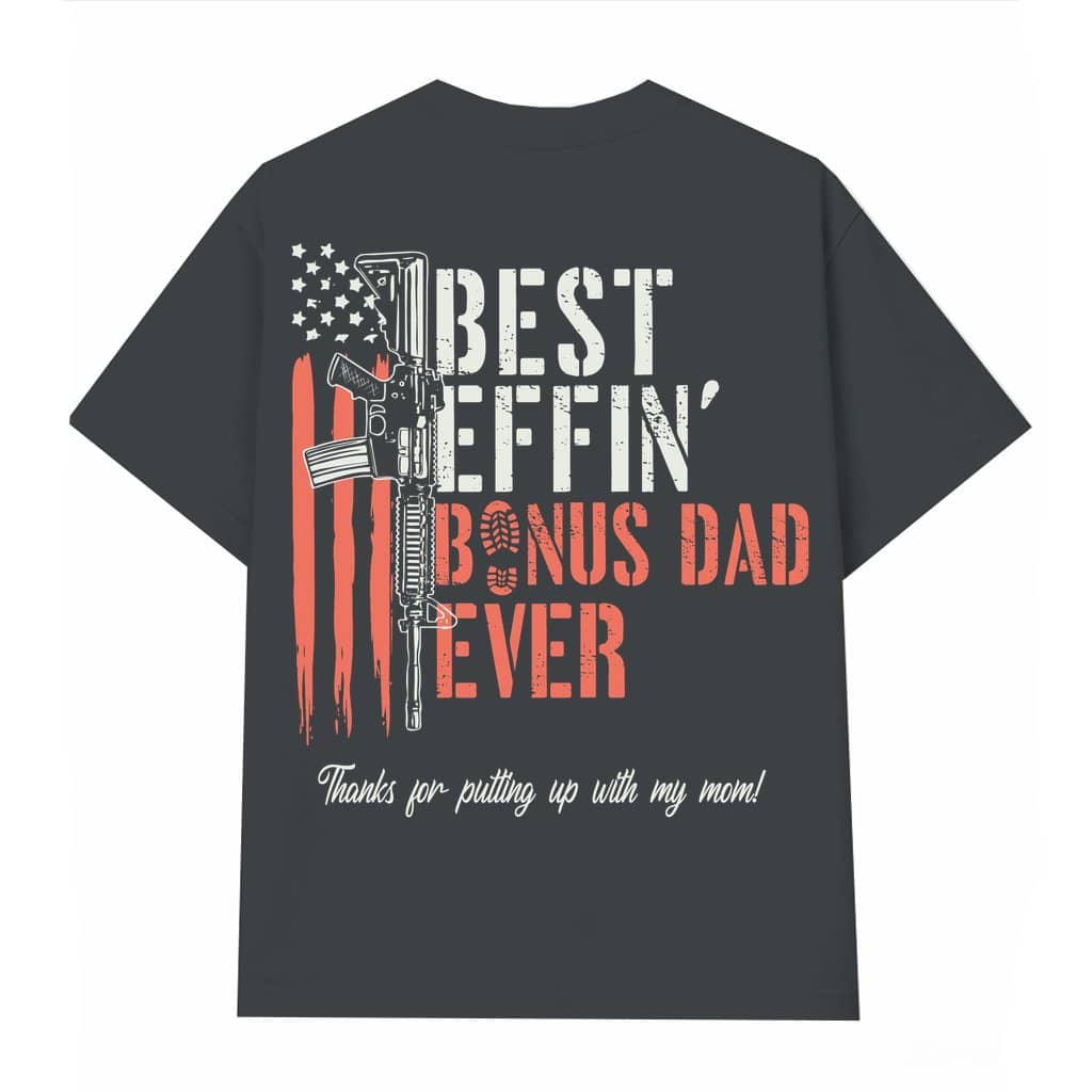 Funny Vintage Bonus Dad Tee – Father's Day Gift for Stepdad