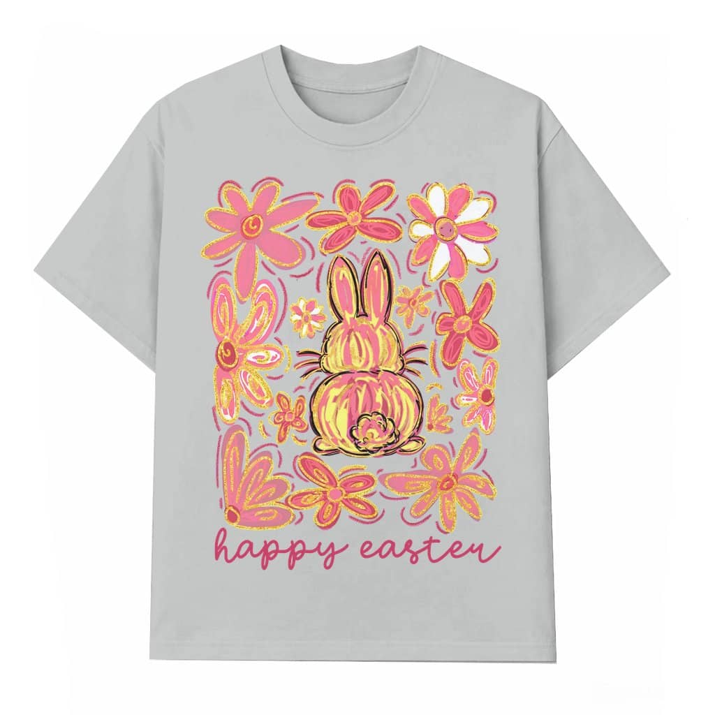 Vintage Cute Easter Bunny T-shirt – Easter Gift Floral Spring Pastel
