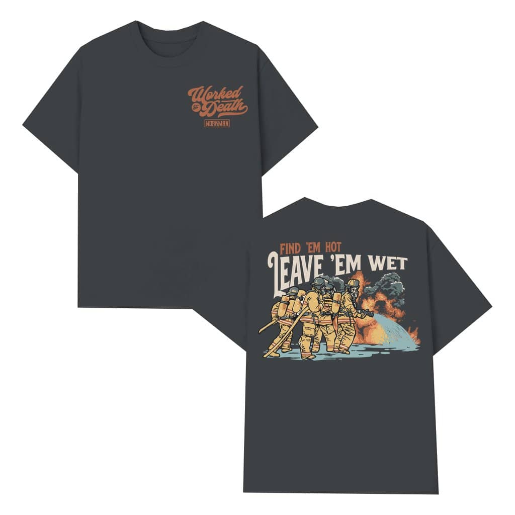 Vintage Firefighter T-shirt – Worked To Death Design Gift for Firefighter 2 Sided Print