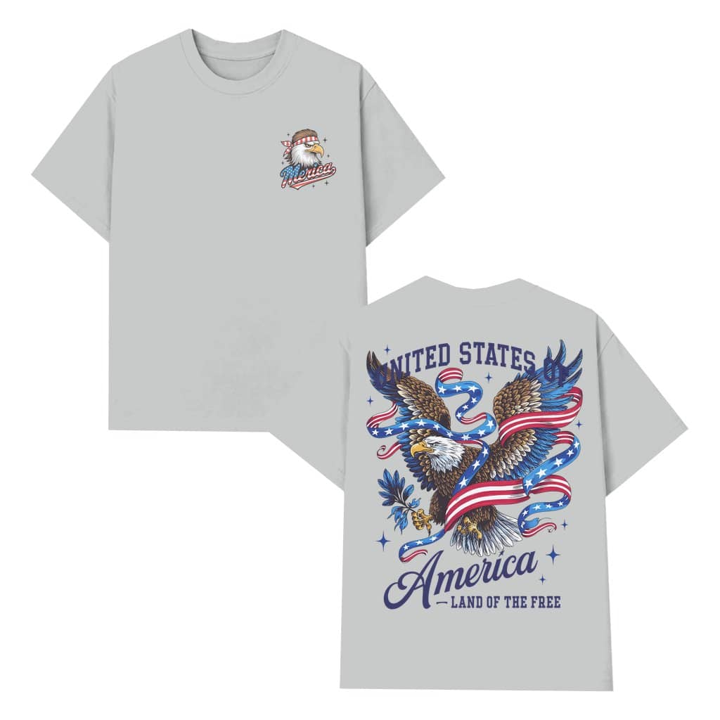 Patriotic Bald Eagle Freedom T-shirt – Patriotic Gift for Men 2 Sided Print