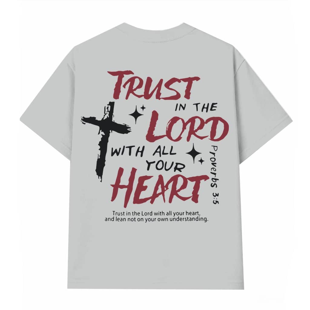 Cross and Letter Print T-shirt – Christian Gift for Men Streetwear