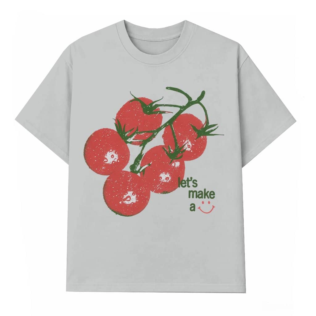 Y2K Tomato Smile Tee – Birthday Gift for Teen Aesthetic Unisex Streetwear