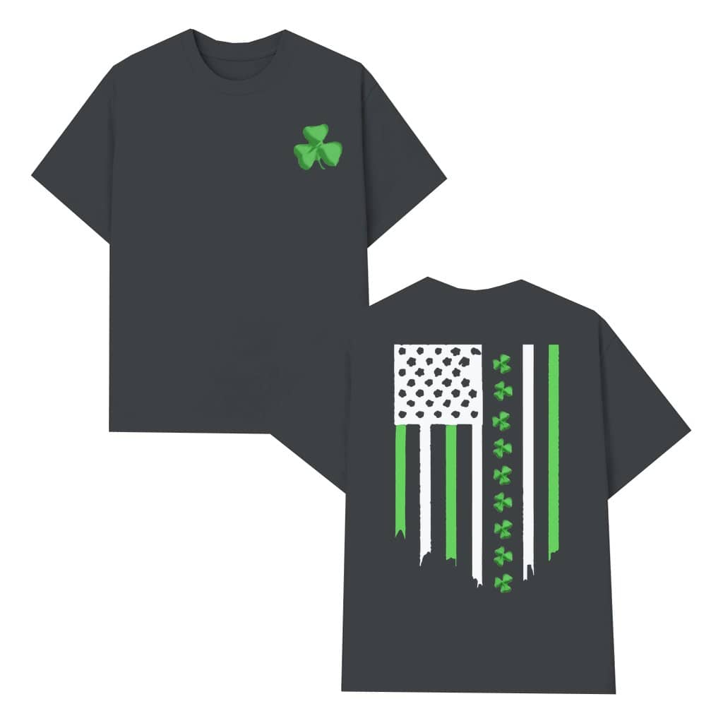Patriotic American Flag Shamrock T-shirt – St. Patrick's Day Gift 2 Sided Print