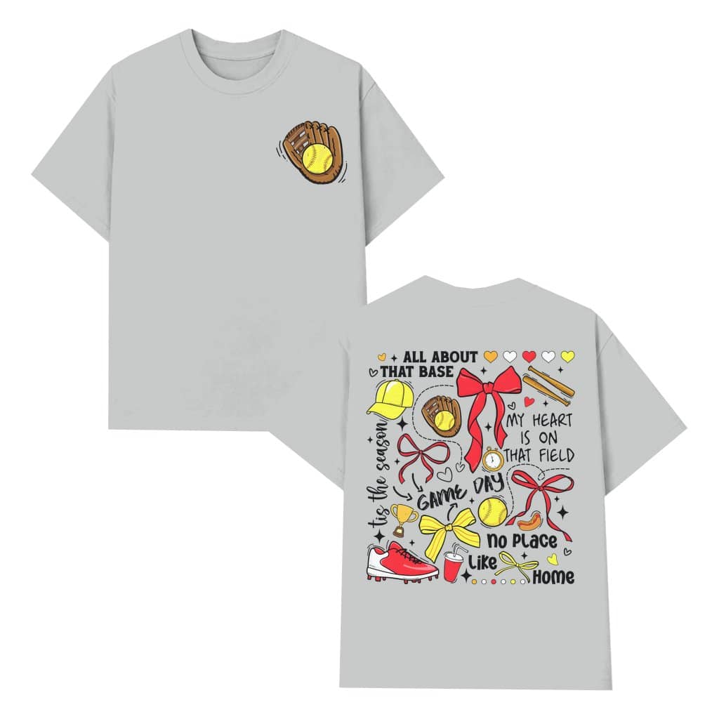 Coquette Bow Softball Mom T-shirt – Game Day Gift for Mom Cute Trendy