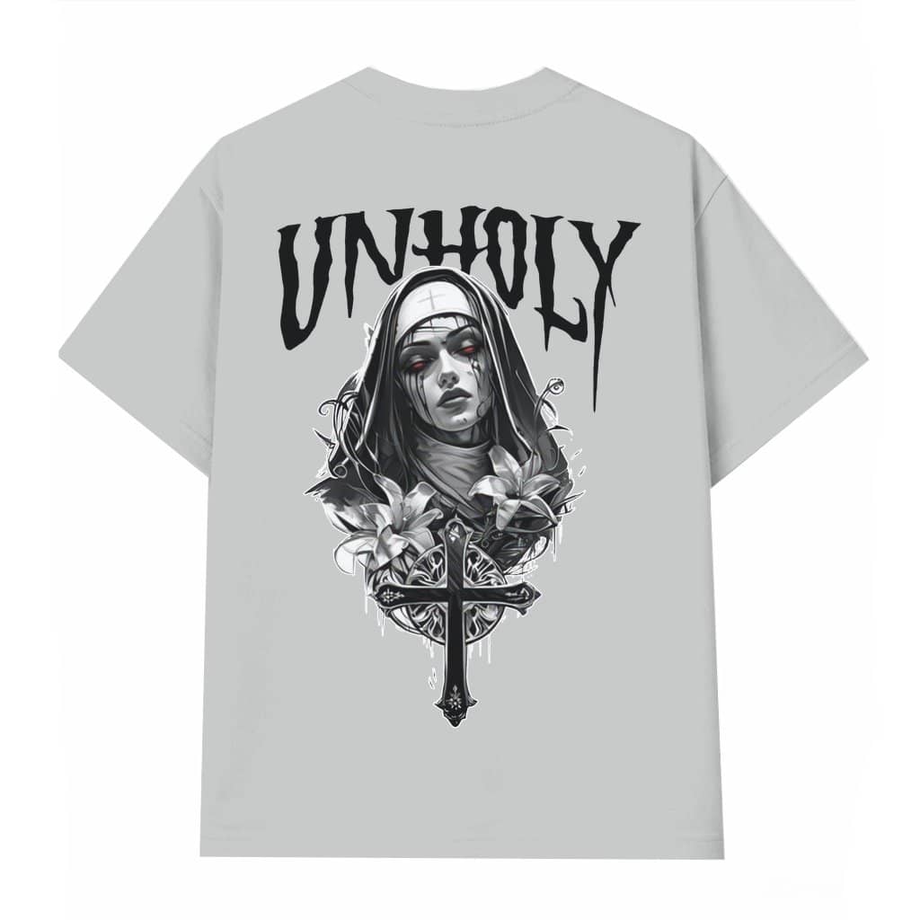 Unholy Nun Cross T-shirt – Birthday Gift for Men Women Edgy Religious Streetwear