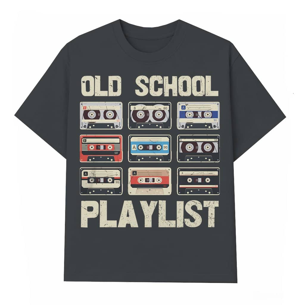 Old School Playlist T-shirt – Summer Gift for Women Vintage Cassette Oversize