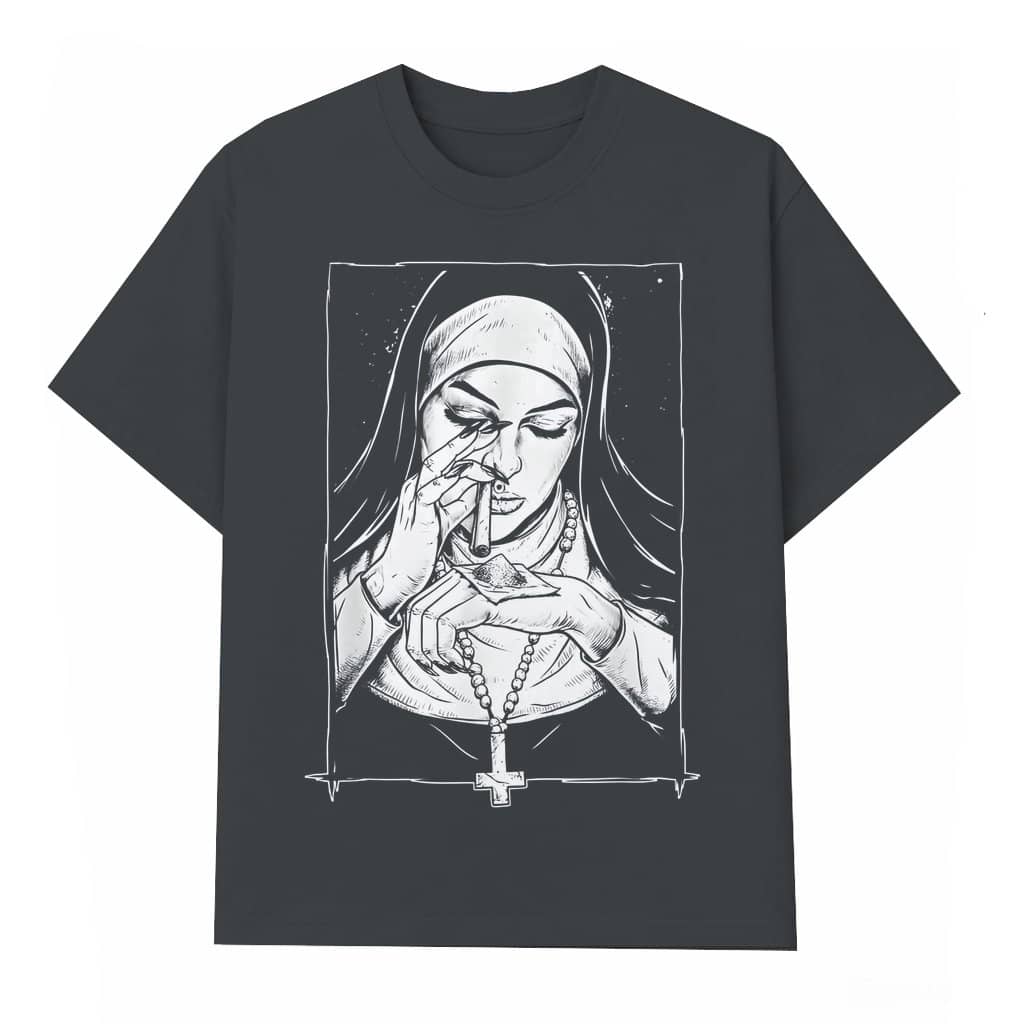 Funny Unholy Nun T-shirt – Gift for Men Streetwear Novelty