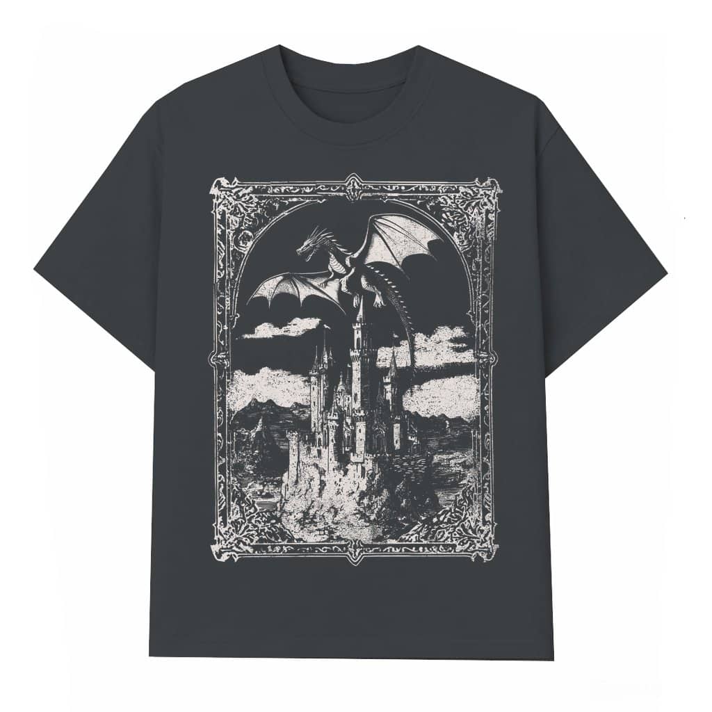Vintage Dragon T-shirt – Gift for Dragon Lovers Dark Medieval Fantasy Style