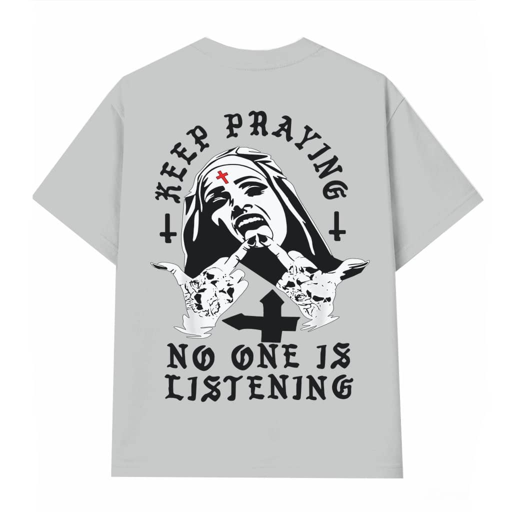 Keep Praying T-shirt – Edgy Gothic Nun Alternative Fashion Statement