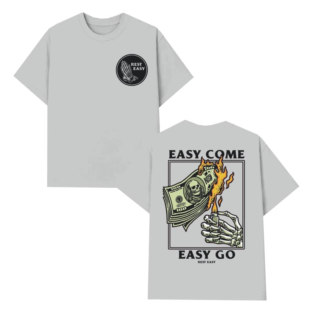 Skeleton Hand Burning Money T-shirt – Birthday Gift for Streetwear Fans Dark Art Graphic