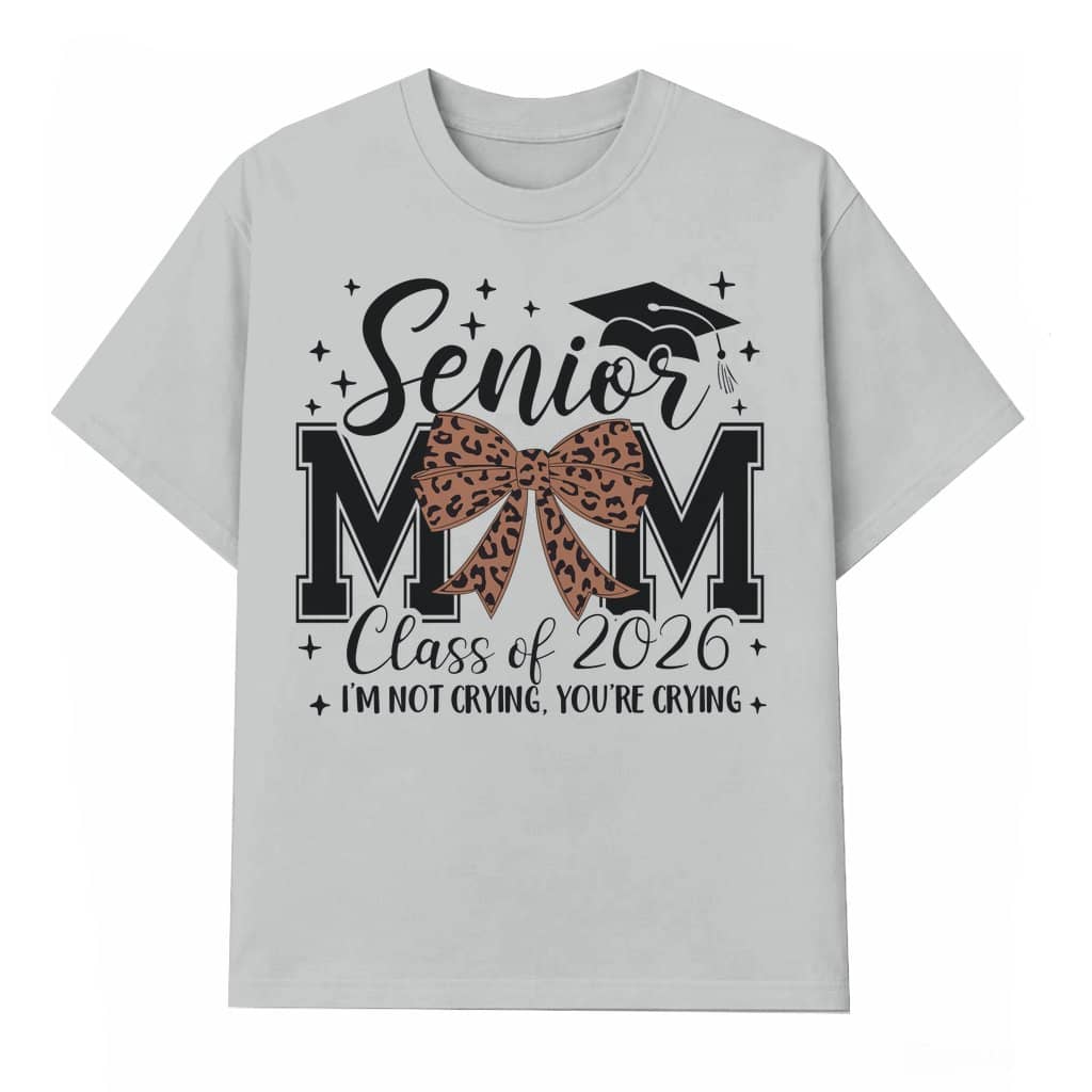 Coquette Leopard Bow Senior Mom Class Of 2026 T-shirt – Graduation Gift for Senior Mom